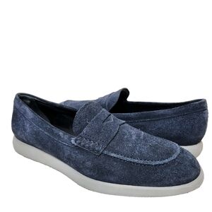 HOGAN Blue Suede Penny Loafers Sz 9.5 US/8 UK Made In Italy